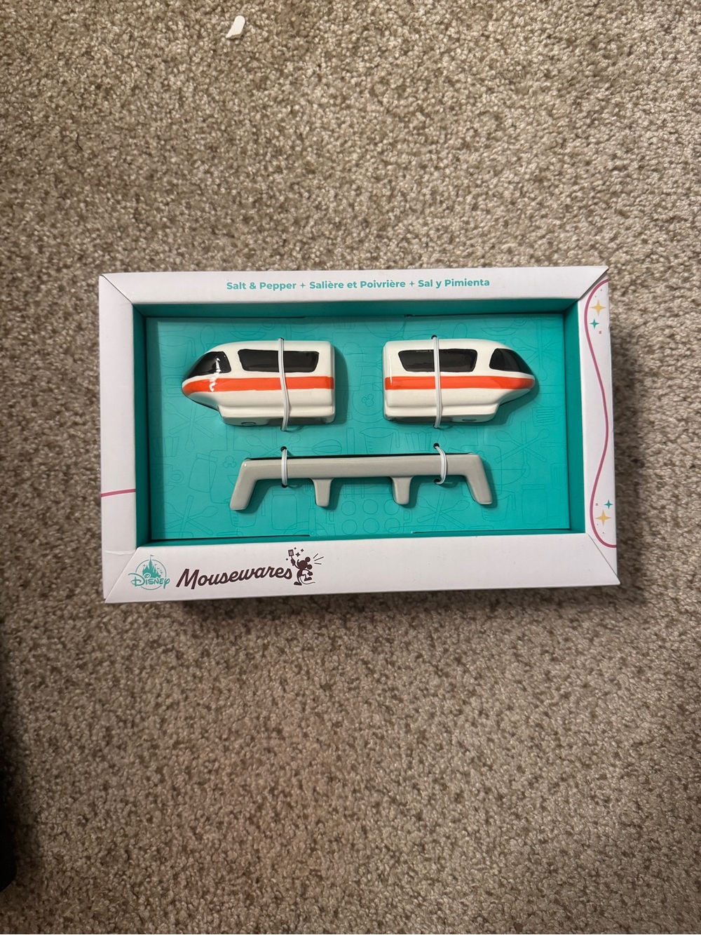 2025 Disney Parks Mousewares Monorail Red & Beam Salt & Pepper Shaker Set New